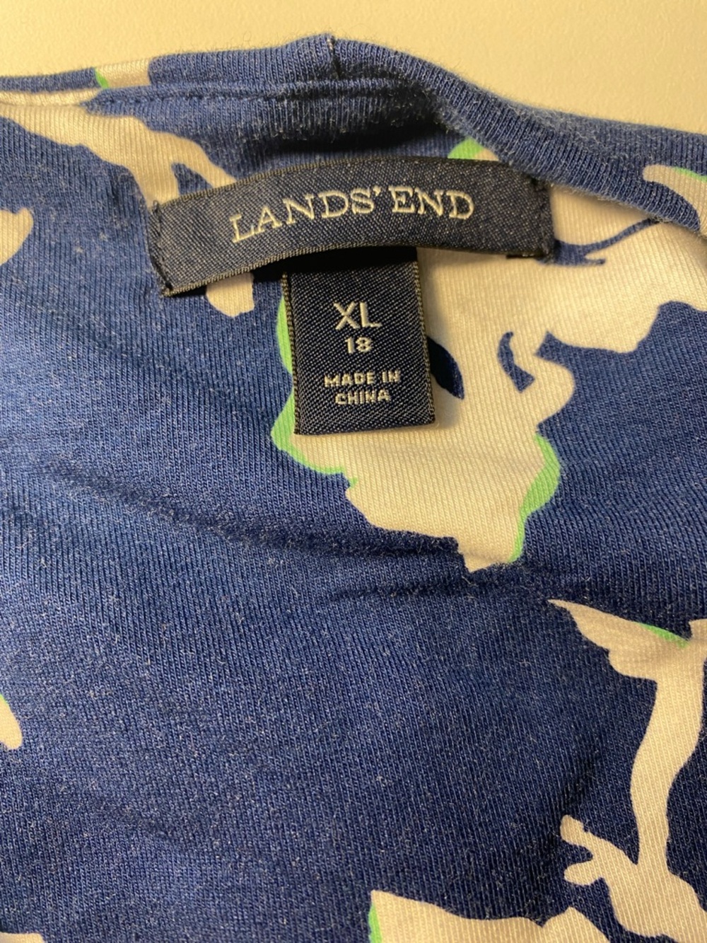 Lands' End Navy and White Floral Wrap-Style Midi Dress - Picture 5 of 6